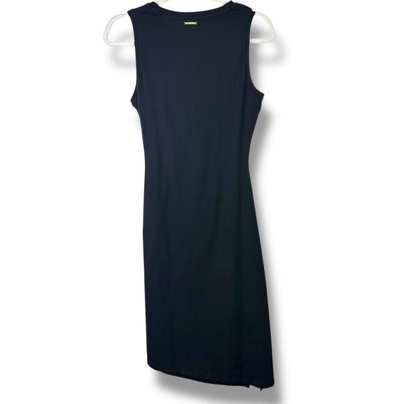 Michael Michael Kors NWT Basics Black Ruched Draped Asymmetrical Midi Dress XS - Picture 6 of 9